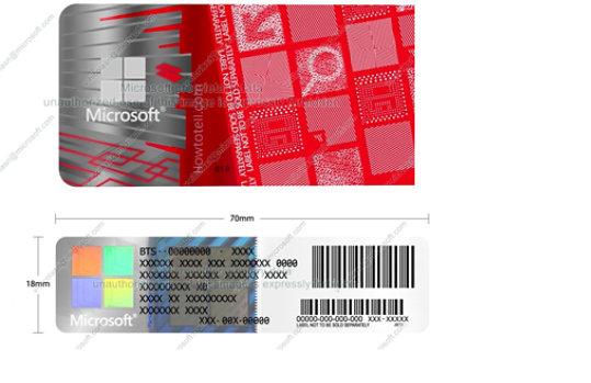 a “Product Key” sticker