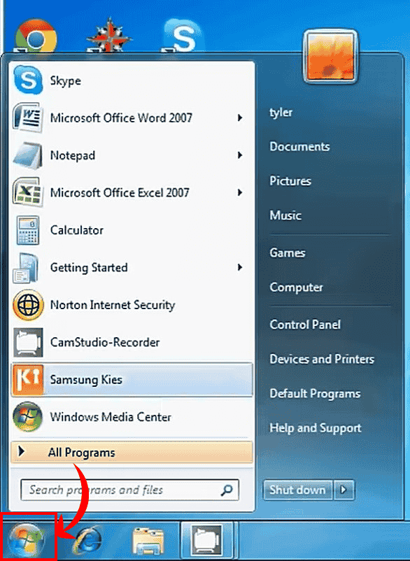 Windows Start button