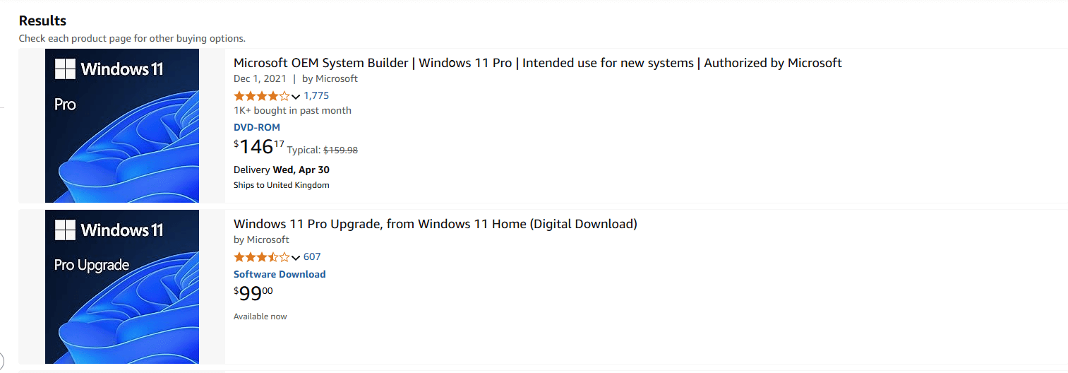 Select Windows 11 Home or Pro