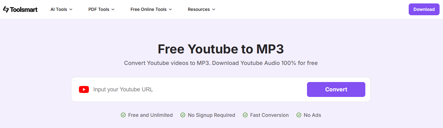 Toolsmart's Free Youtube to MP3