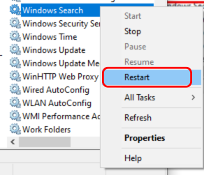 Windows Search Restart