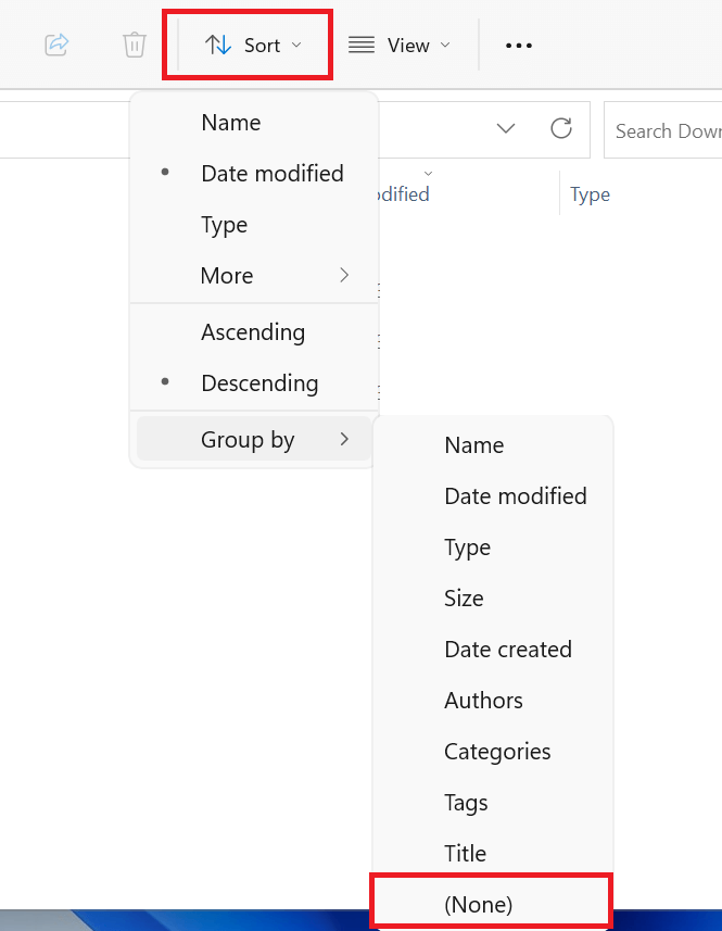 Sort Files in Explorer