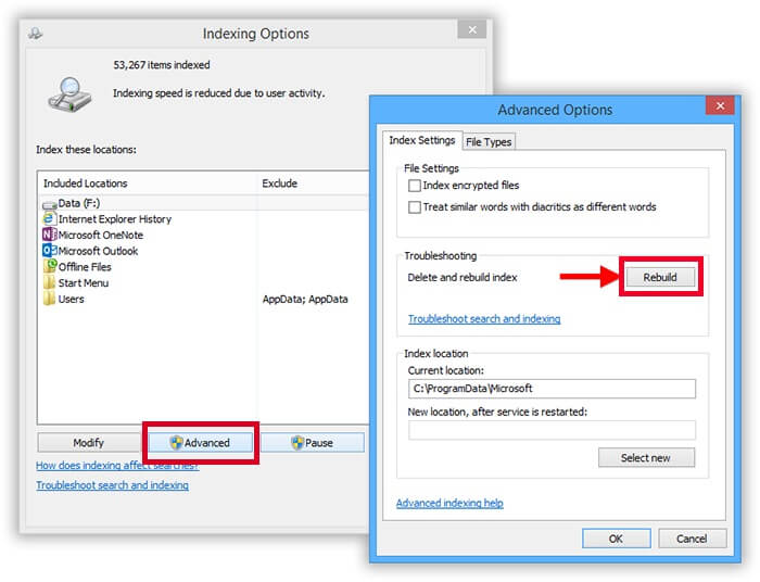 Rebuild Index Settings