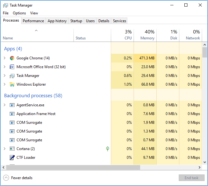 Task Manager Window