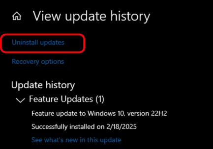 Uninstall updates