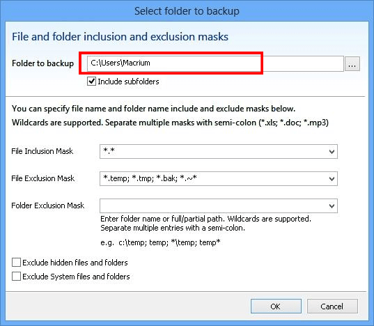 Folder backup location