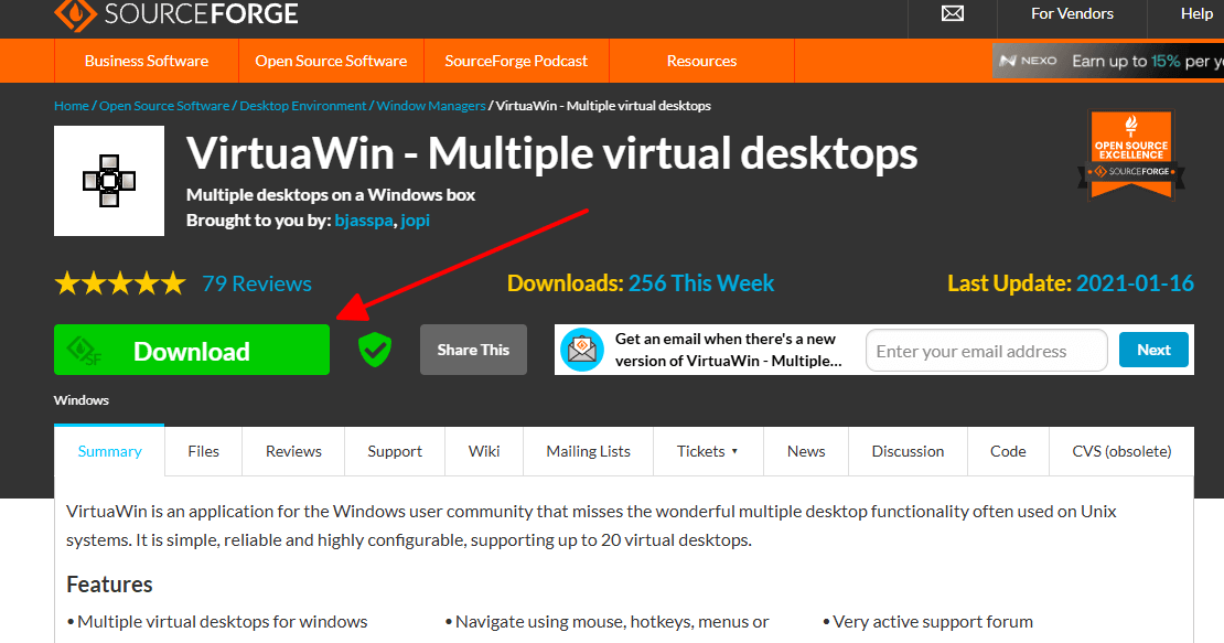 Download and install VirtuaWin