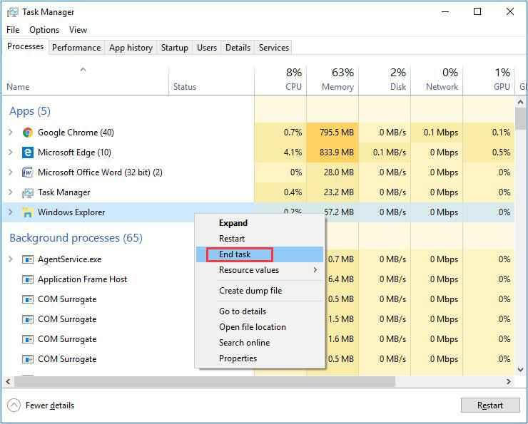 Task Manager End Task