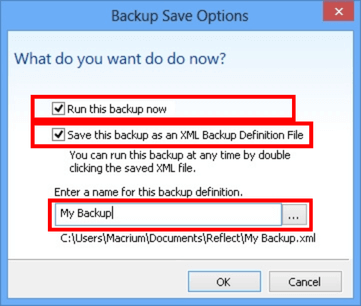 Backup save options