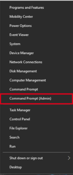 Open Command Prompt (Admin)