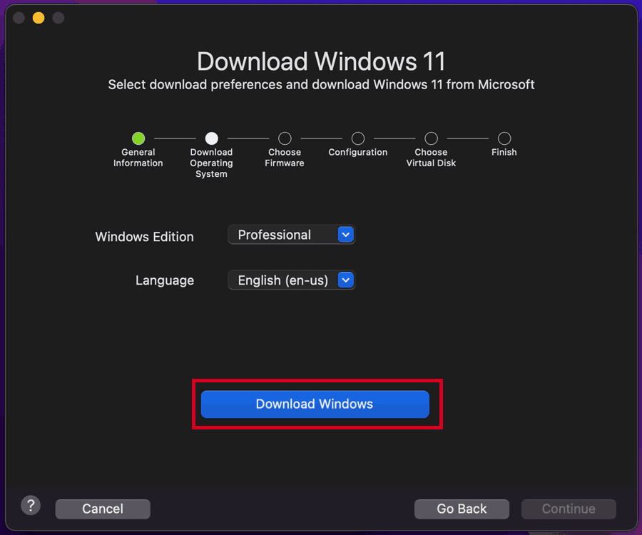 Select Download Windows