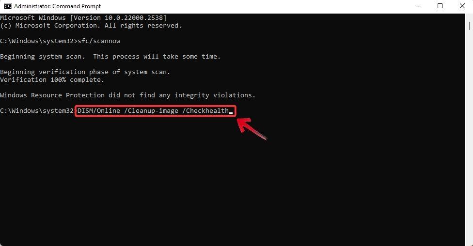 Run CheckHealth Command