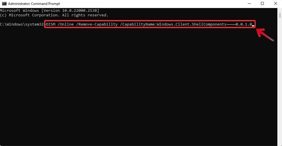 Remove Shell Components Command