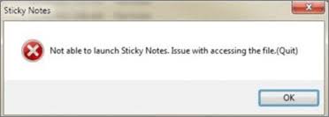 Sticky Notes error