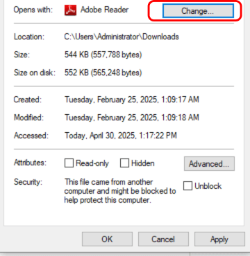 Adobe as default reader