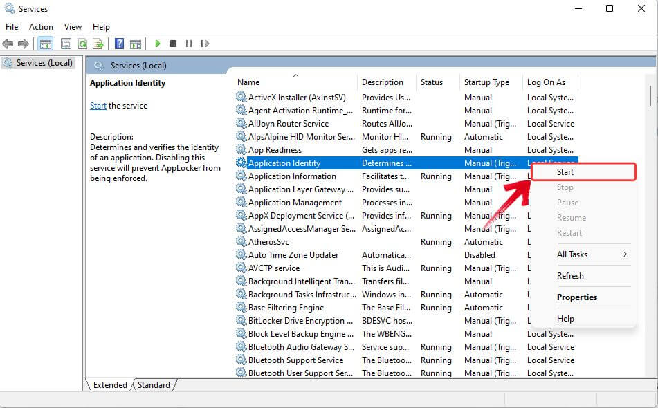 Start Application Identity service