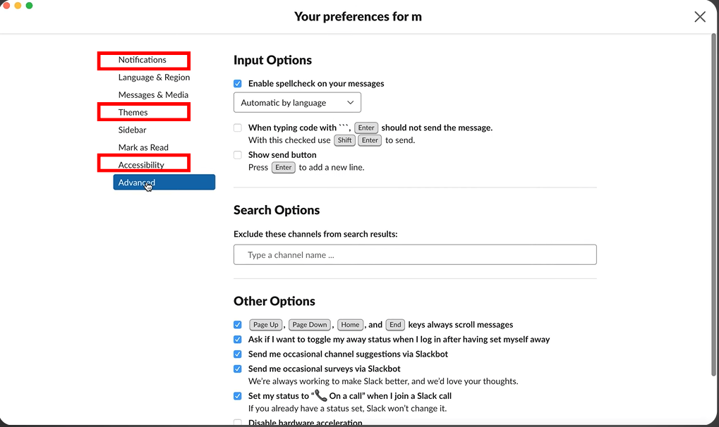 Change settings