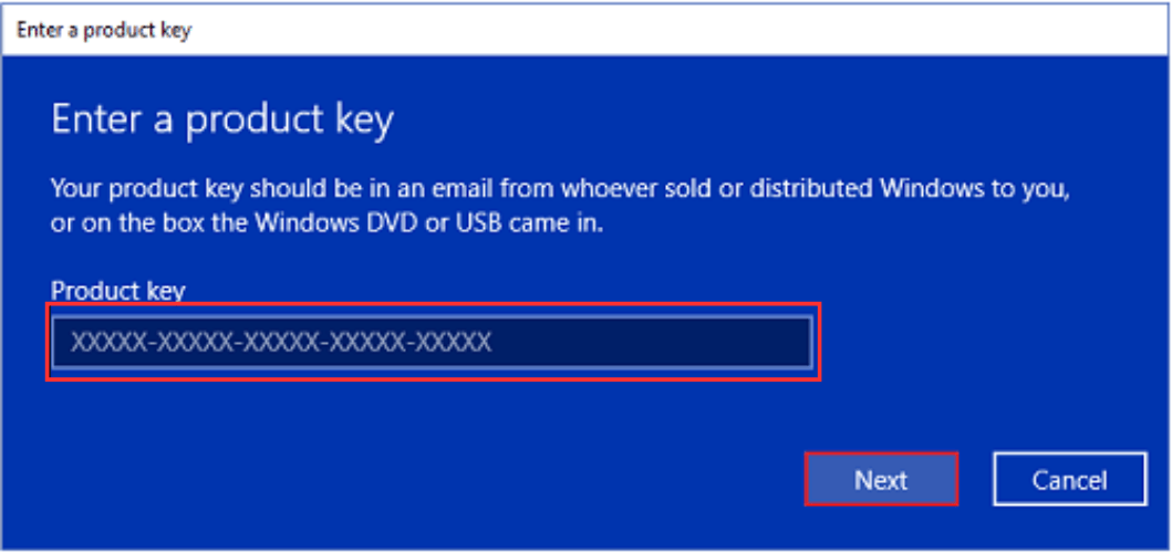Enter your product key