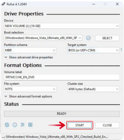 Start bootable USB