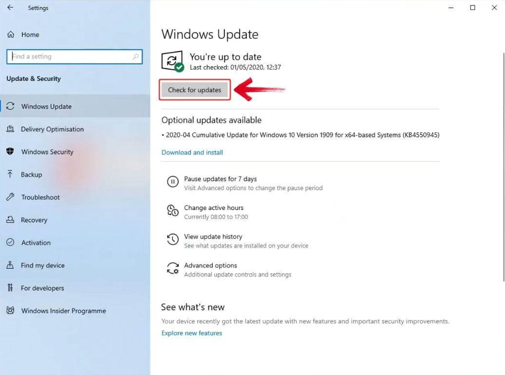 Check for Updates available online