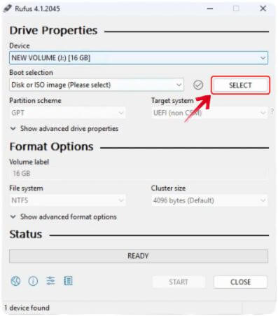 Choose Vista ISO file