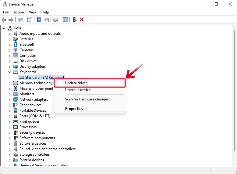 Right-click keyboard