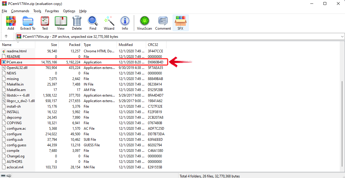 Extract PCem.exe