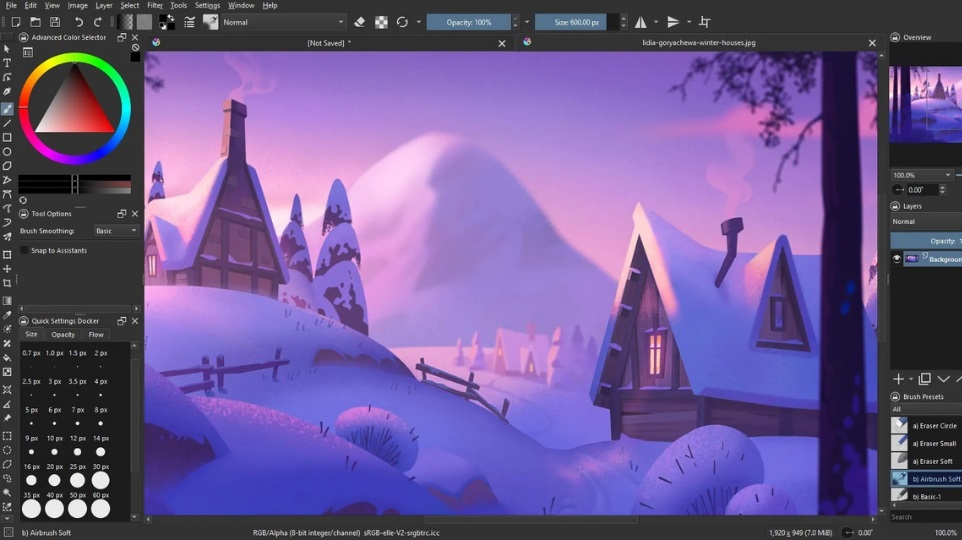 Krita Program layout
