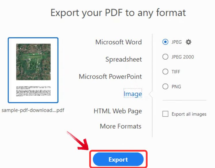Click On Export