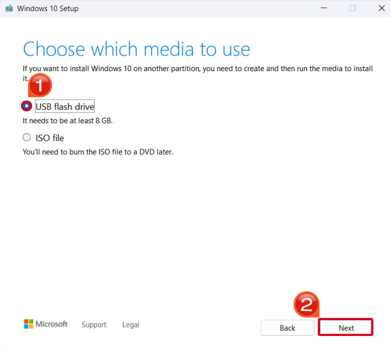 Choose Windows Installation Media