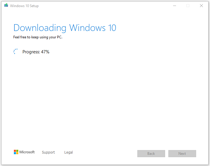 Windows 10 Download Screen