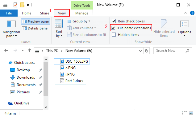 “Show/hide” section