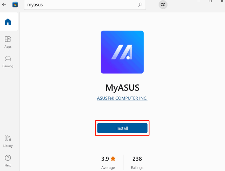 MyASUS  app install