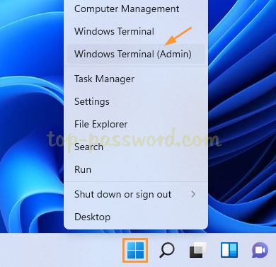 Right-click the Start button and select Windows Terminal (Admin) or Command Prompt (Admin)