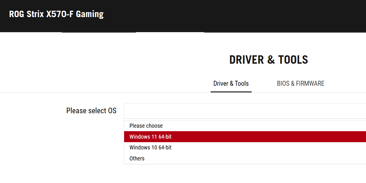 Select your operating system from Driver & Tools in ASUS official site