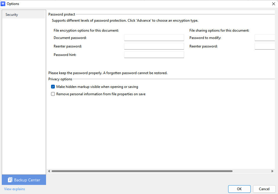 WPS Office Encrypt Document