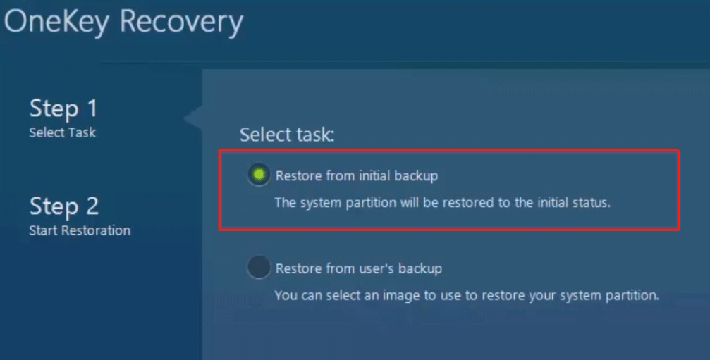 Restore from initial backup