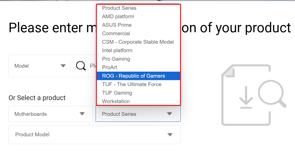 select your product series or family