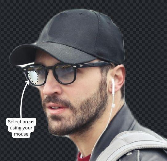 Vyberte oblasť, ktorú chcete odstrániť pomocou myši