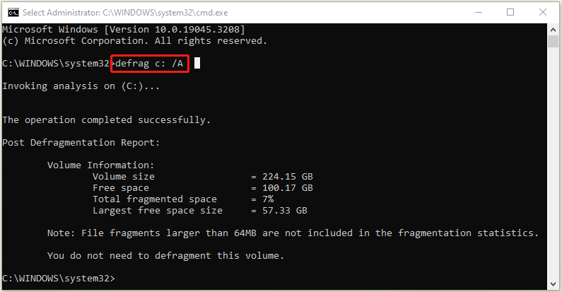 Type defrag C: /O