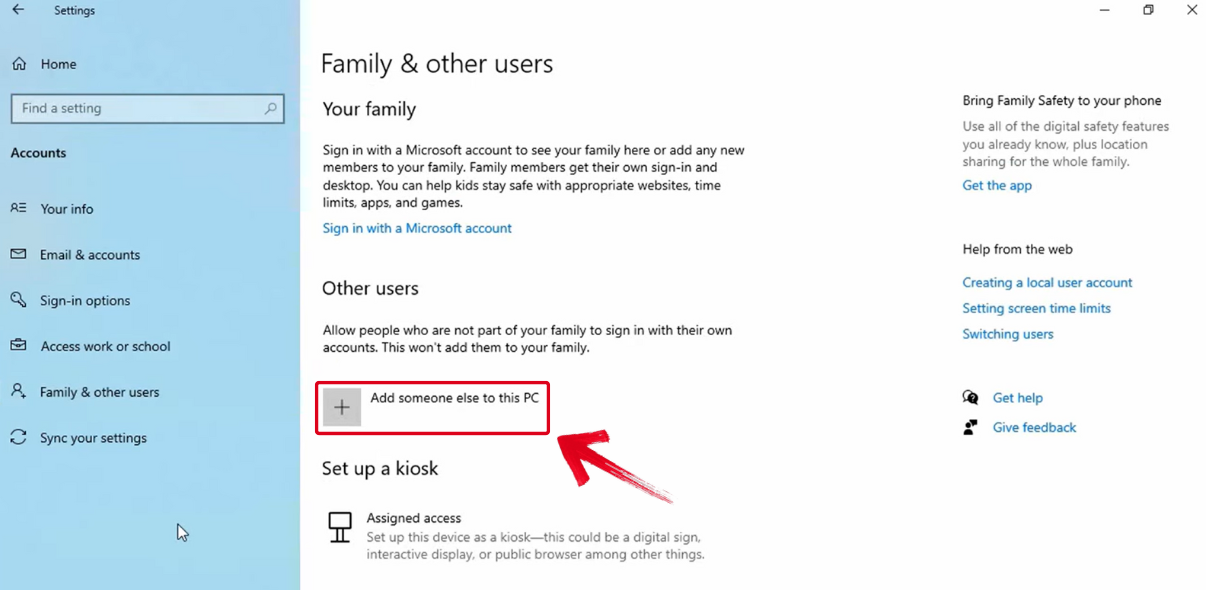 Family & other users Settings