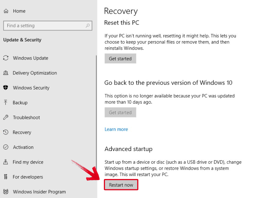  Windows Recovery Options