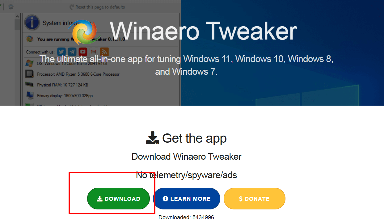 Download Winaero Tweaker