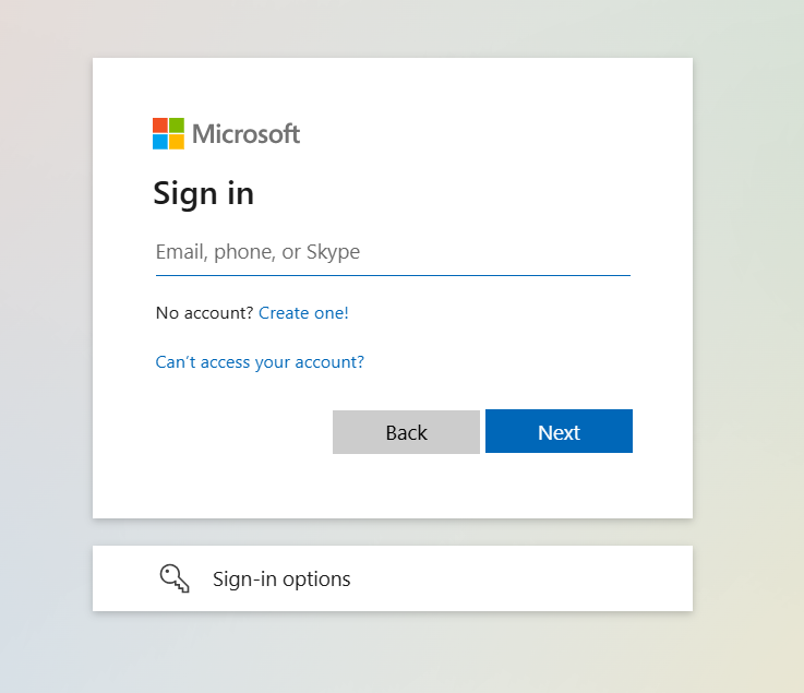 Microsoft Sign in Page