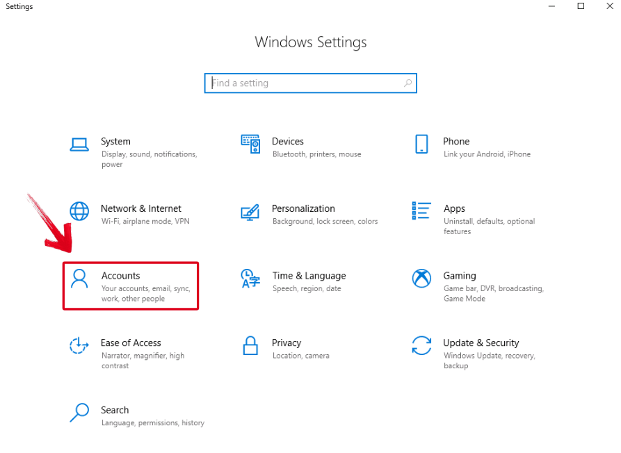 Windows Settings Menu