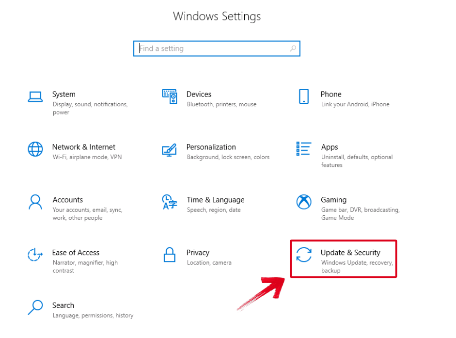 Windows Settings Options