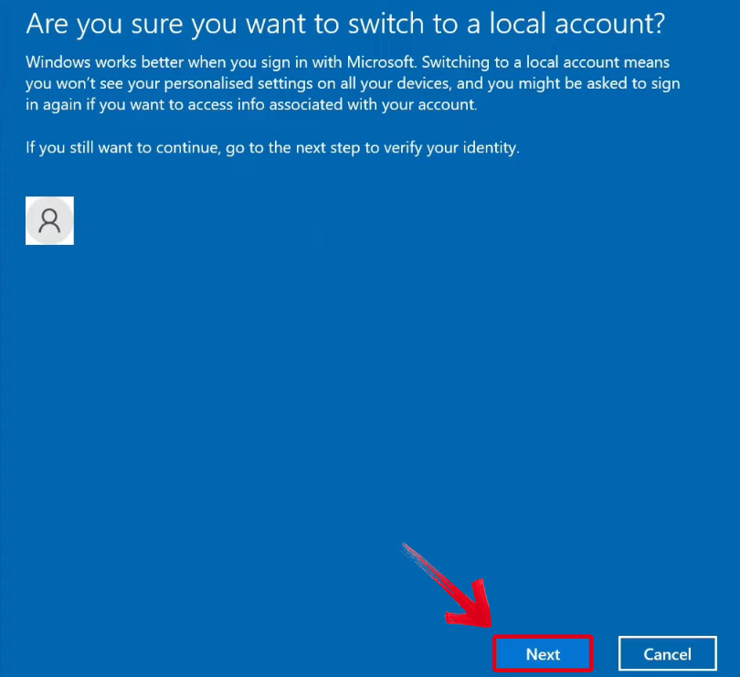 Switching to Local Account