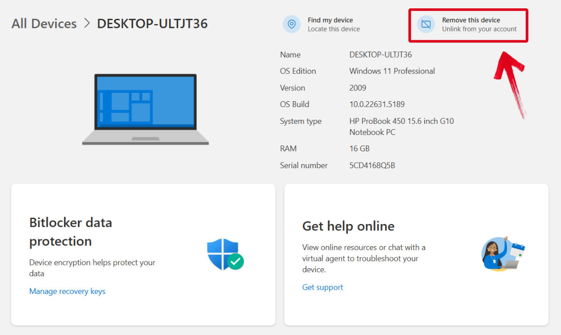 Microsoft Account Device Details