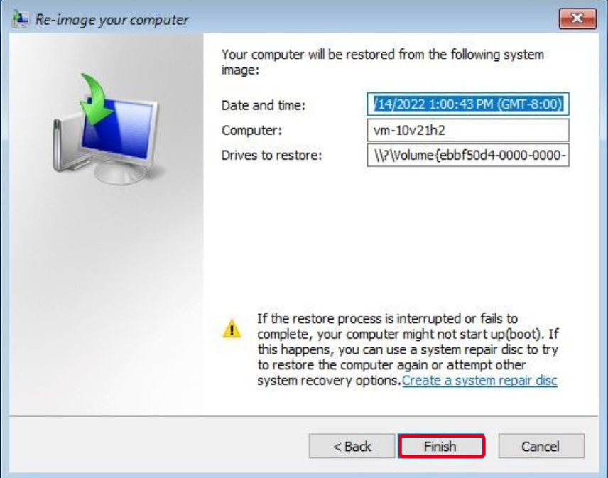 Restore System Image