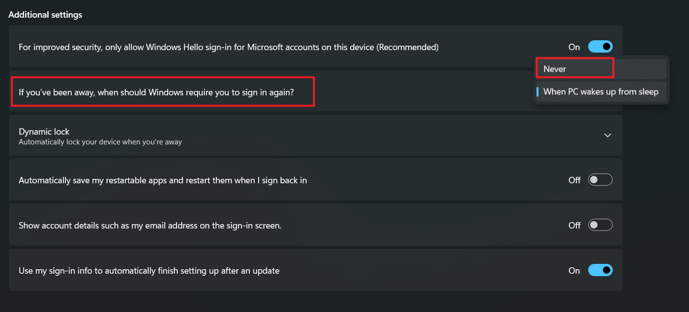 change the Require sign-in setting to Never